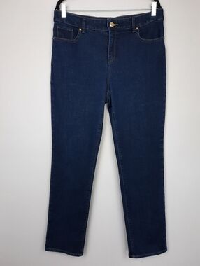 Chico's So Slimming Dark Wash High Rise Slim Jeans size 10 Short